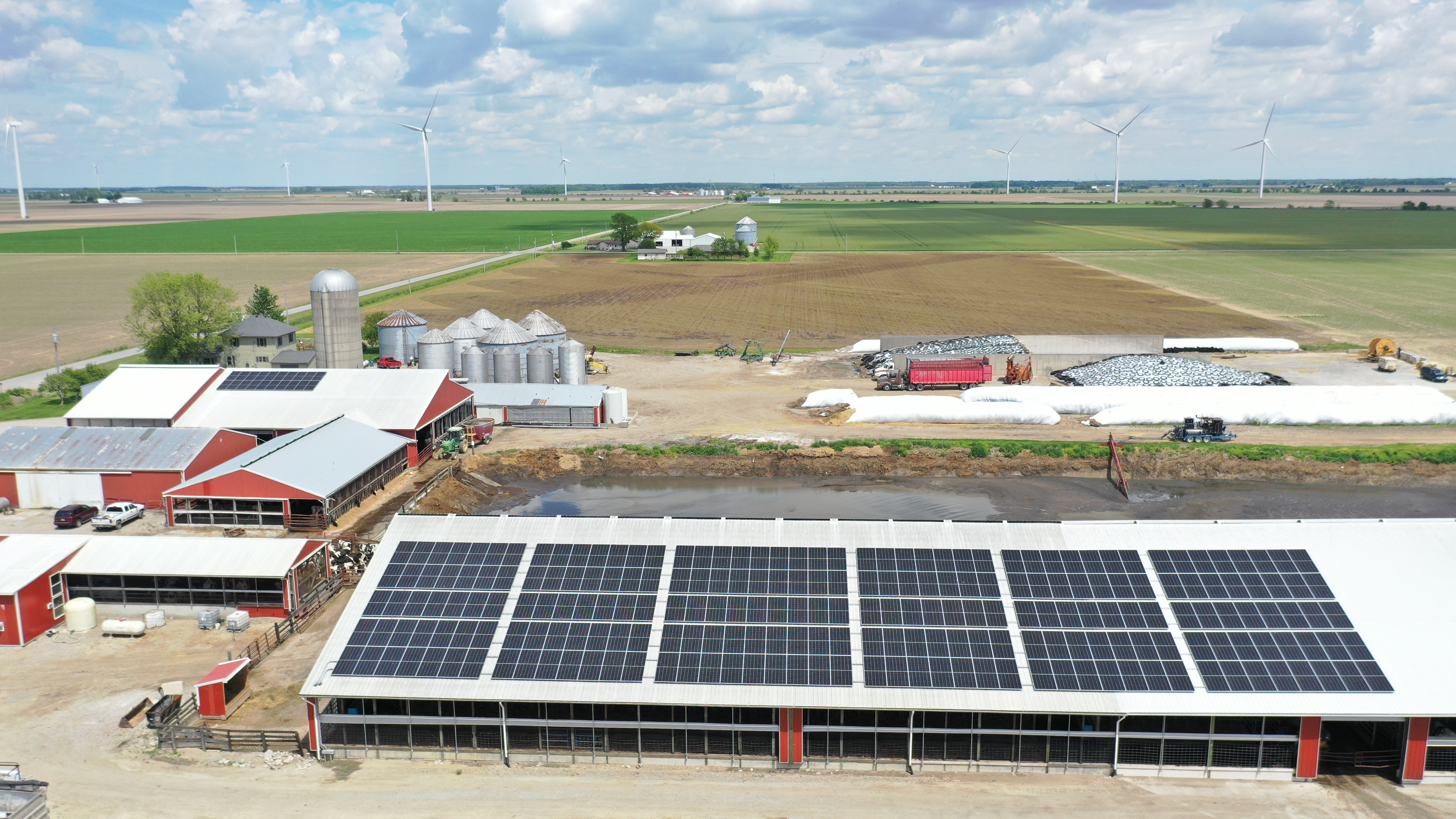 Countryside Energy dairy barn solar project aerial